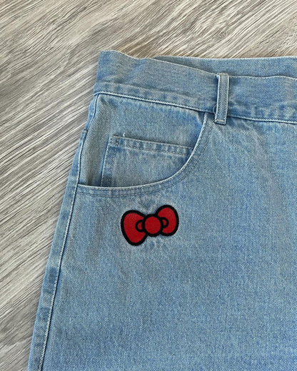 DENIM EMBROIDERY UNISEX JORTS