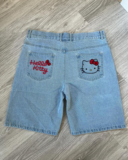 DENIM EMBROIDERY UNISEX JORTS