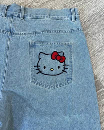 DENIM EMBROIDERY UNISEX JORTS