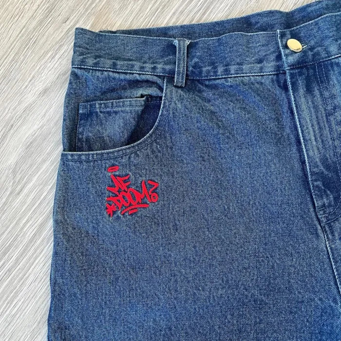 DENIM EMBROIDERY UNISEX JORTS