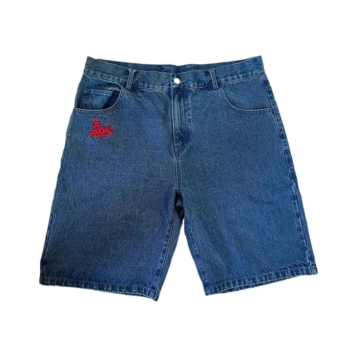 DENIM EMBROIDERY UNISEX JORTS