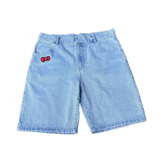 DENIM EMBROIDERY UNISEX JORTS