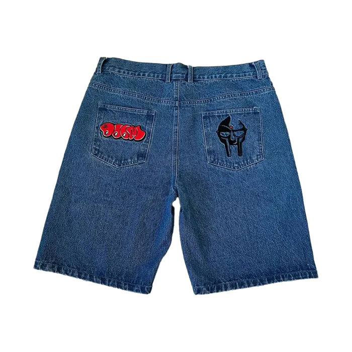 DENIM EMBROIDERY UNISEX JORTS